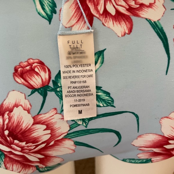 Full Tilt Blue Floral Swim Suit Set - M - Picture 7 of 8